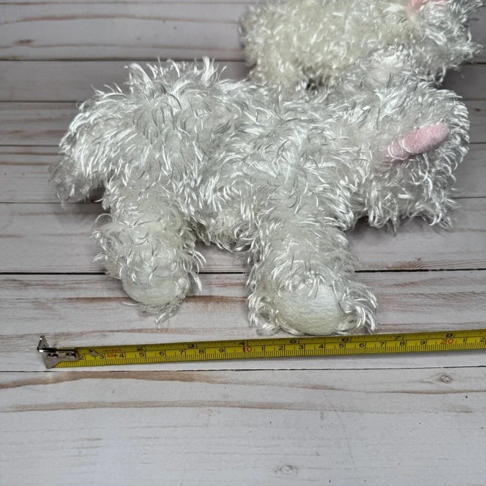 Lot of 2 Ganz White Terrier Dogs Puppy Plush Stuffed Animals with Pink Bow